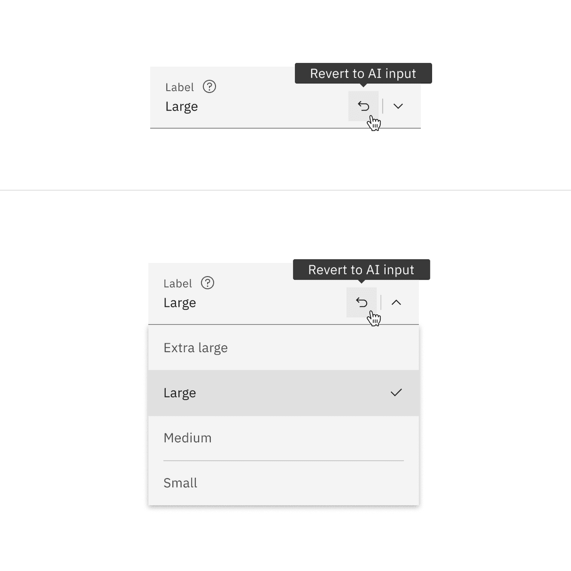 Fluid dropdown AI revert example